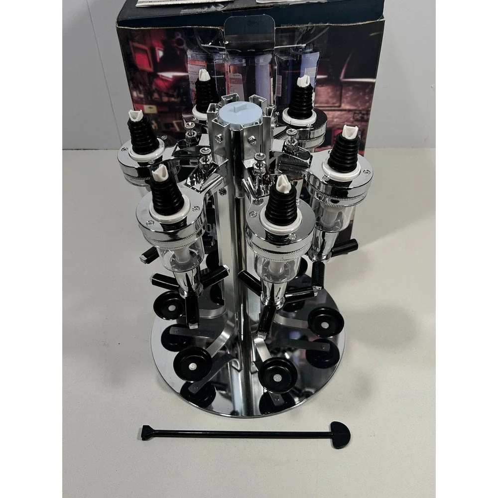 Godinger Taproom Tavern Collection Six Bottle Liquor Dispenser Nickel Plated